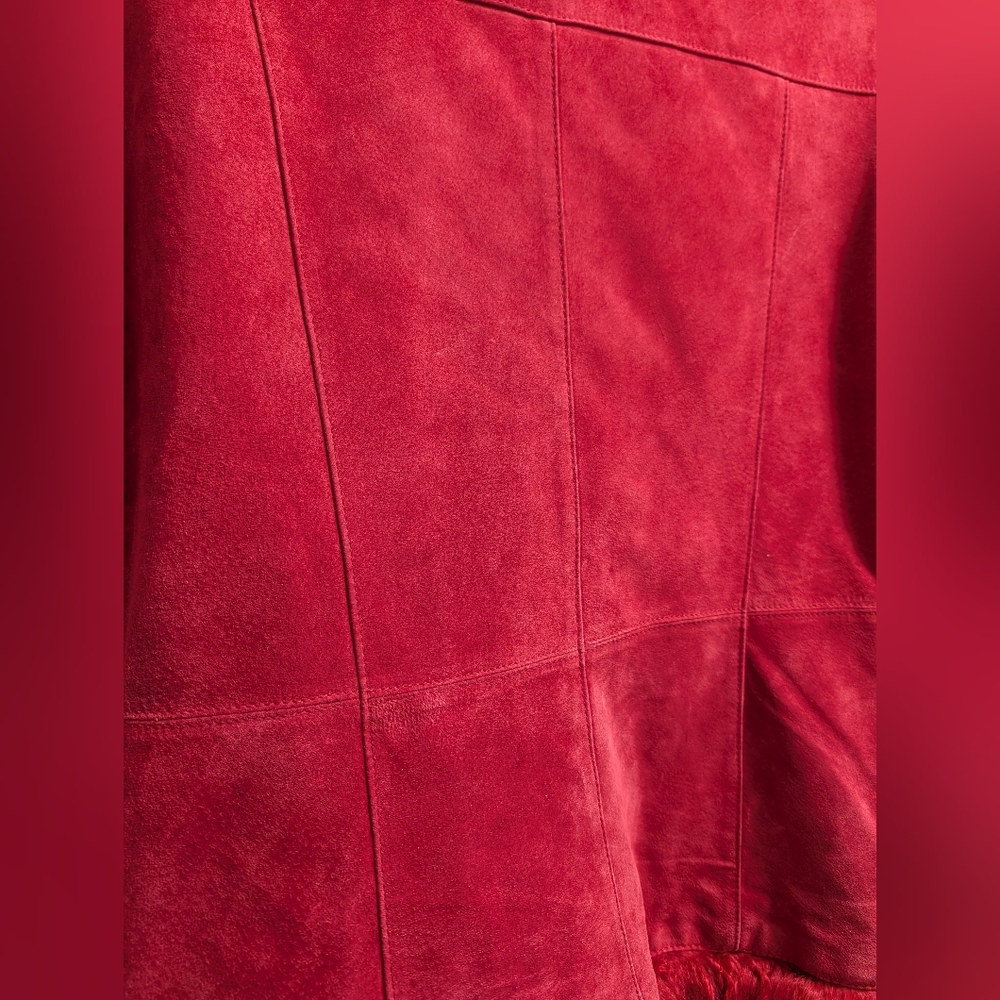 90s Danier Penny Lane Jacket - Pink Suede With Mongolian Wool Trim - Picture 8 of 13